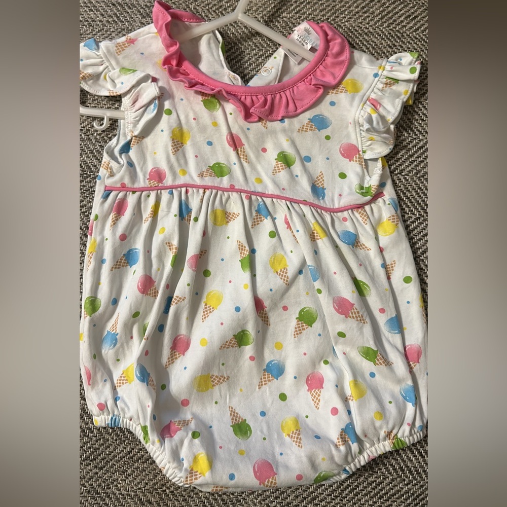 Baby Loren smocked bubble - ice cream / birthday